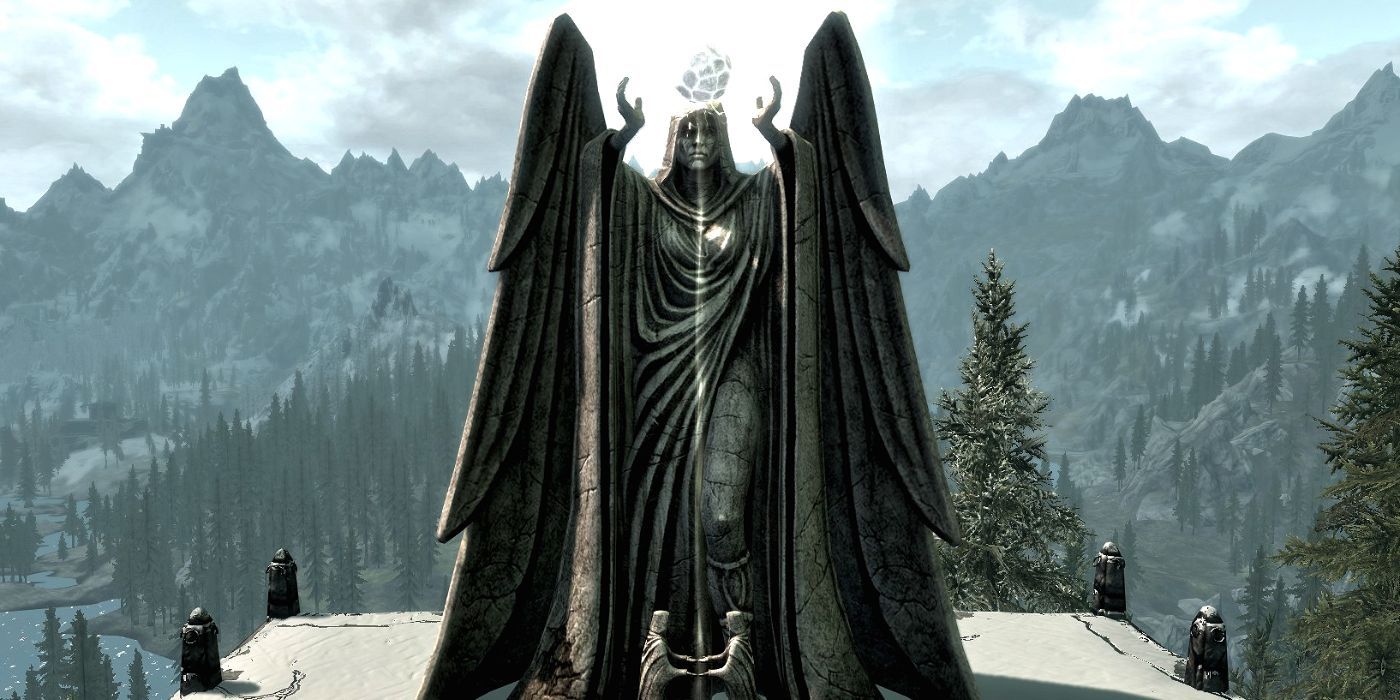 Skyrim Meridias statue with active beacon