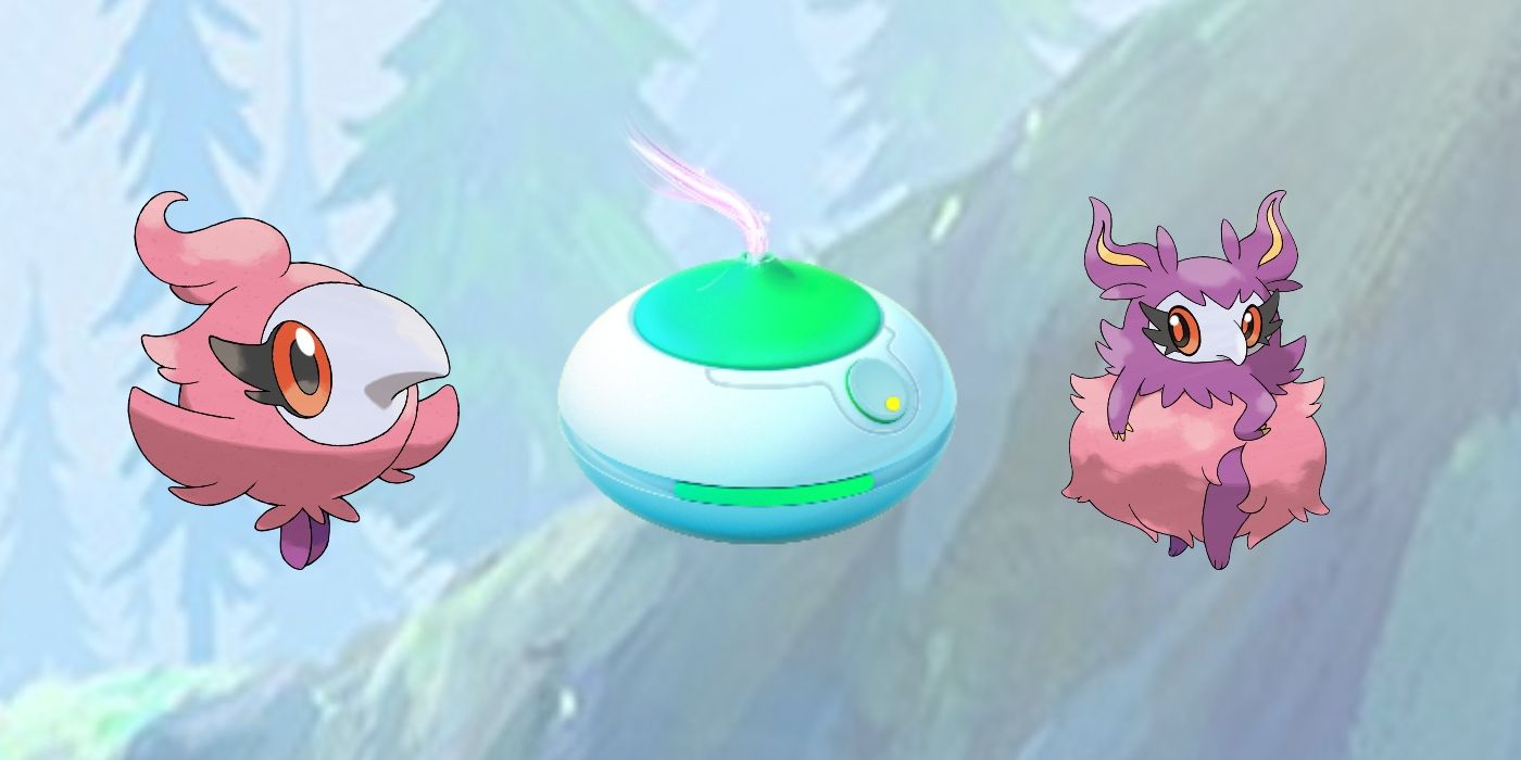 spritzee and aromatisse on either side of an incense from pokemon go