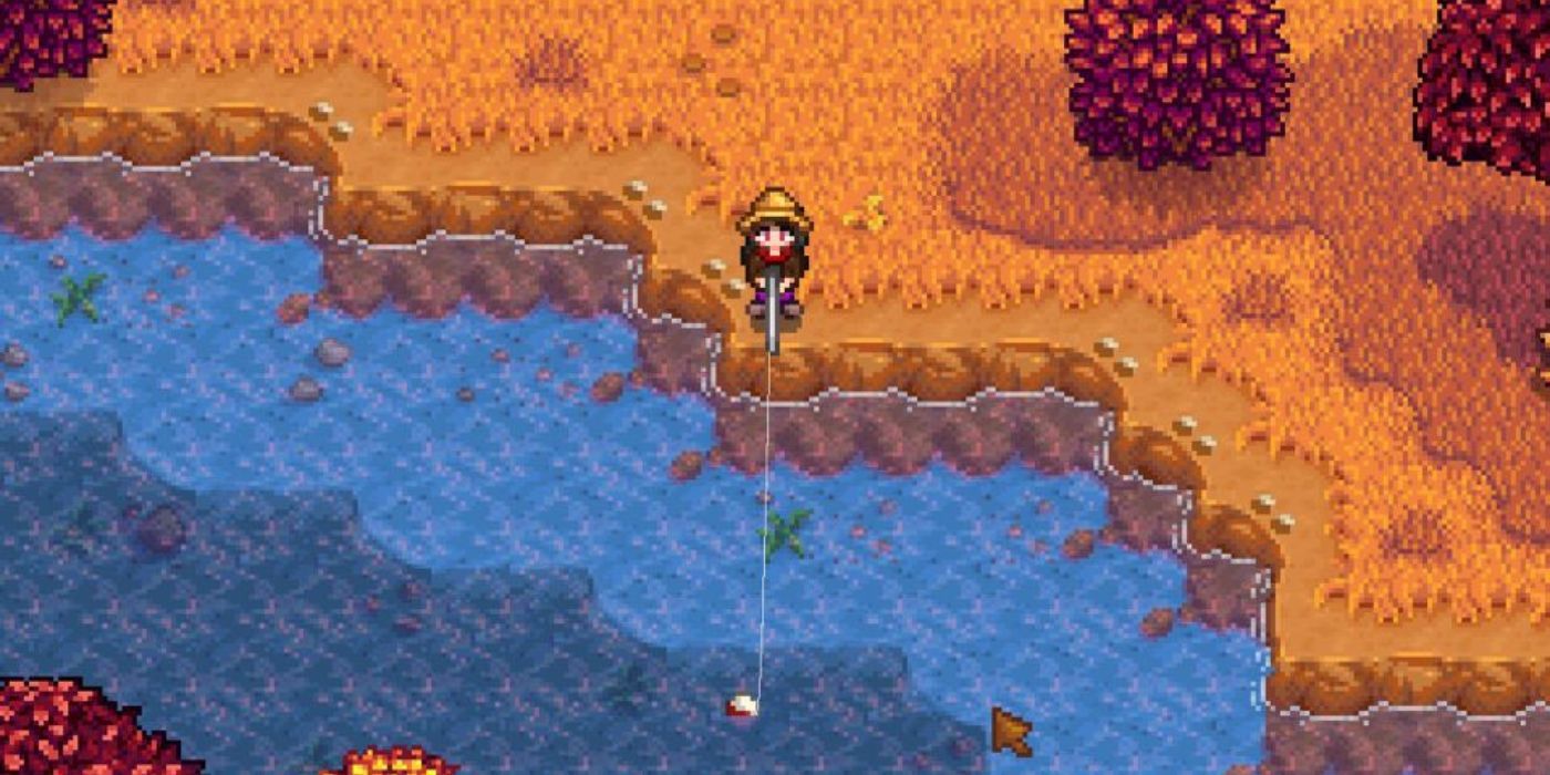 Stardew Valley Player fishing by the river