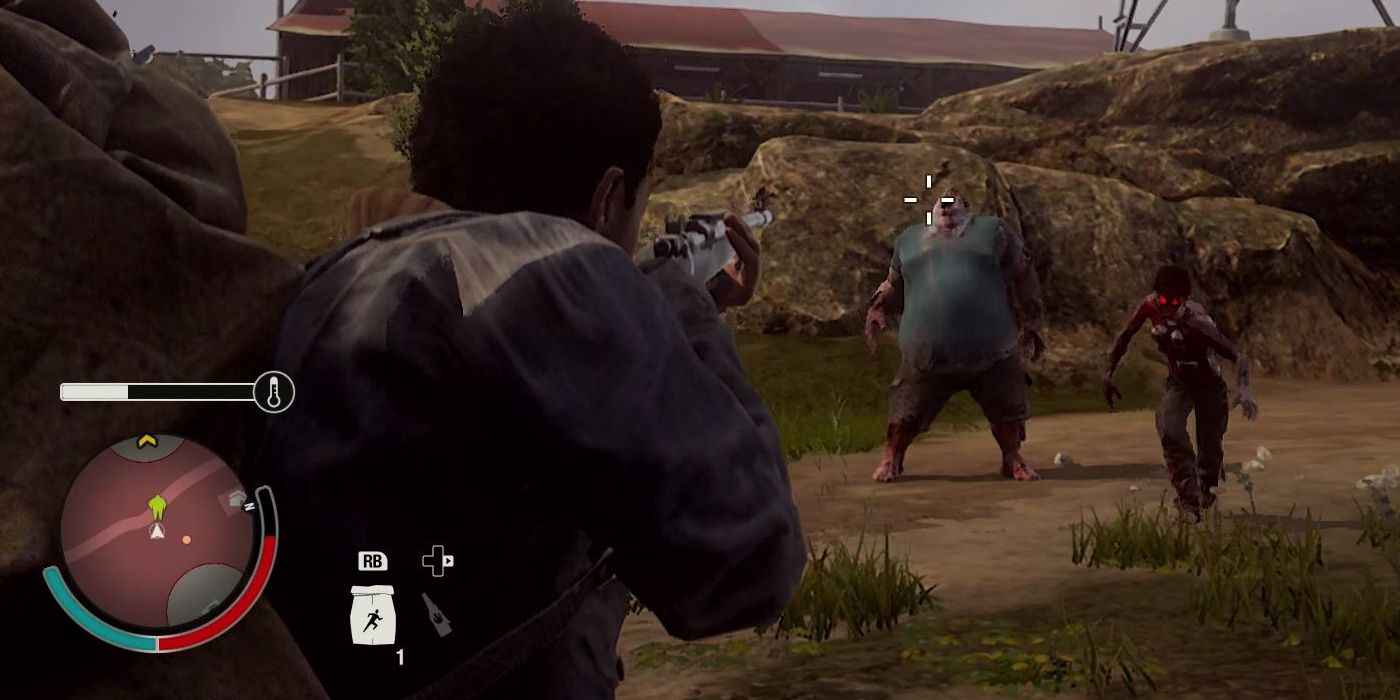 State of Decay 2 aiming at oncoming zombies 