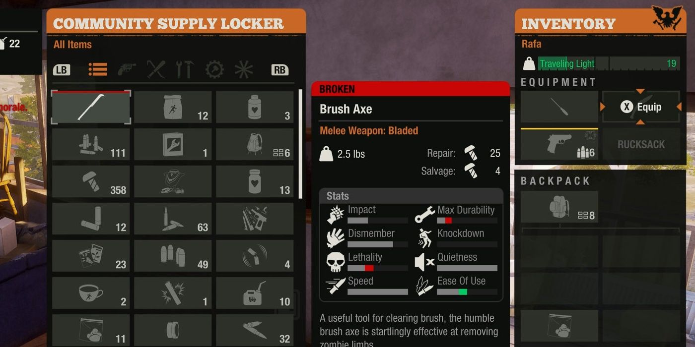 inventory management screen State of Decay 2