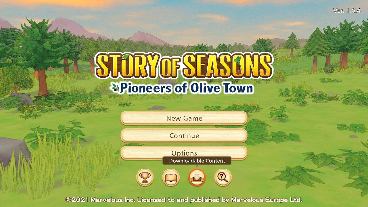 Story of Seasons Pioneers of Olive Town Downloadable Content menu