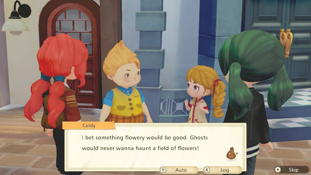 Story of Seasons Pioneers of Olive Town Mystery Files cindy saying ghosts wouldn't haunt flowers