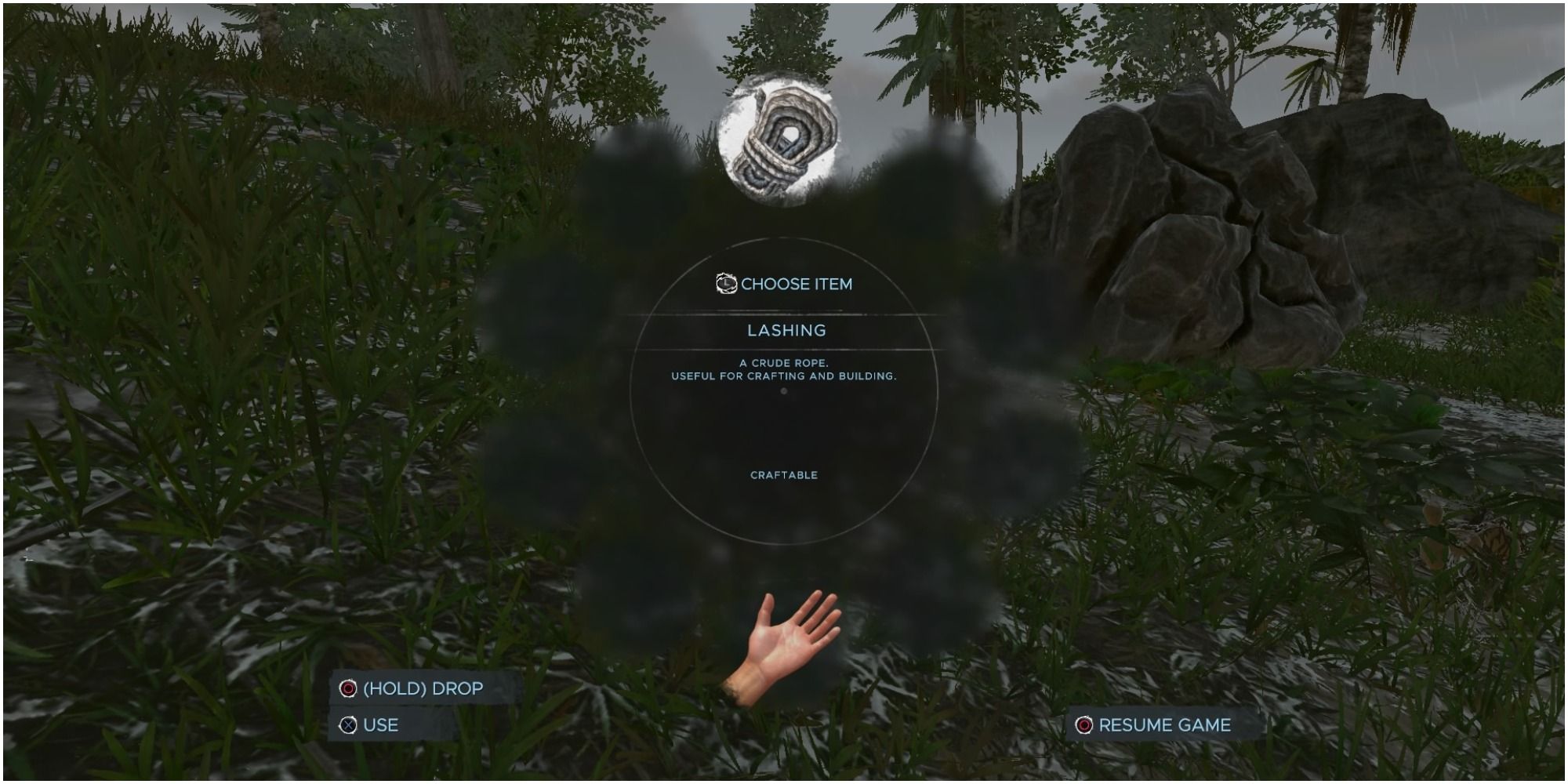 Stranded Deep Lashing Backpack Menu