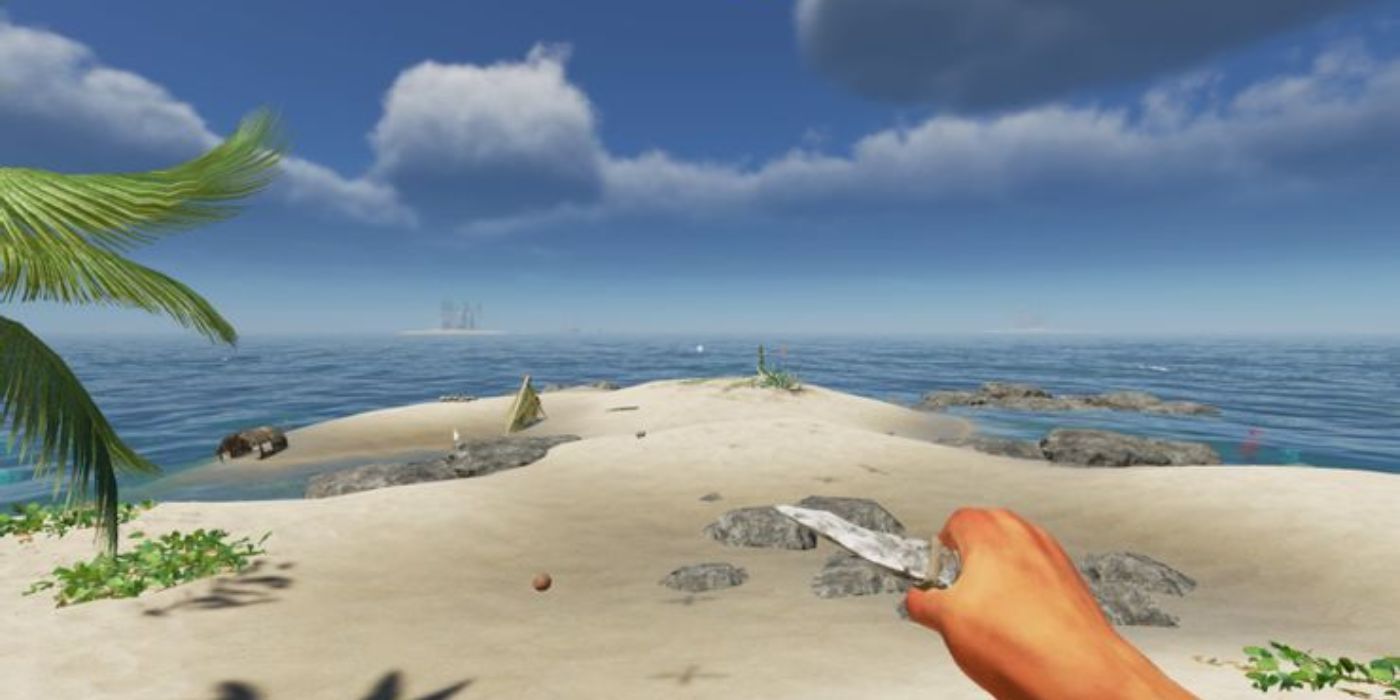 Stranded Deep - Stone Tool in hand, looking out at the beach