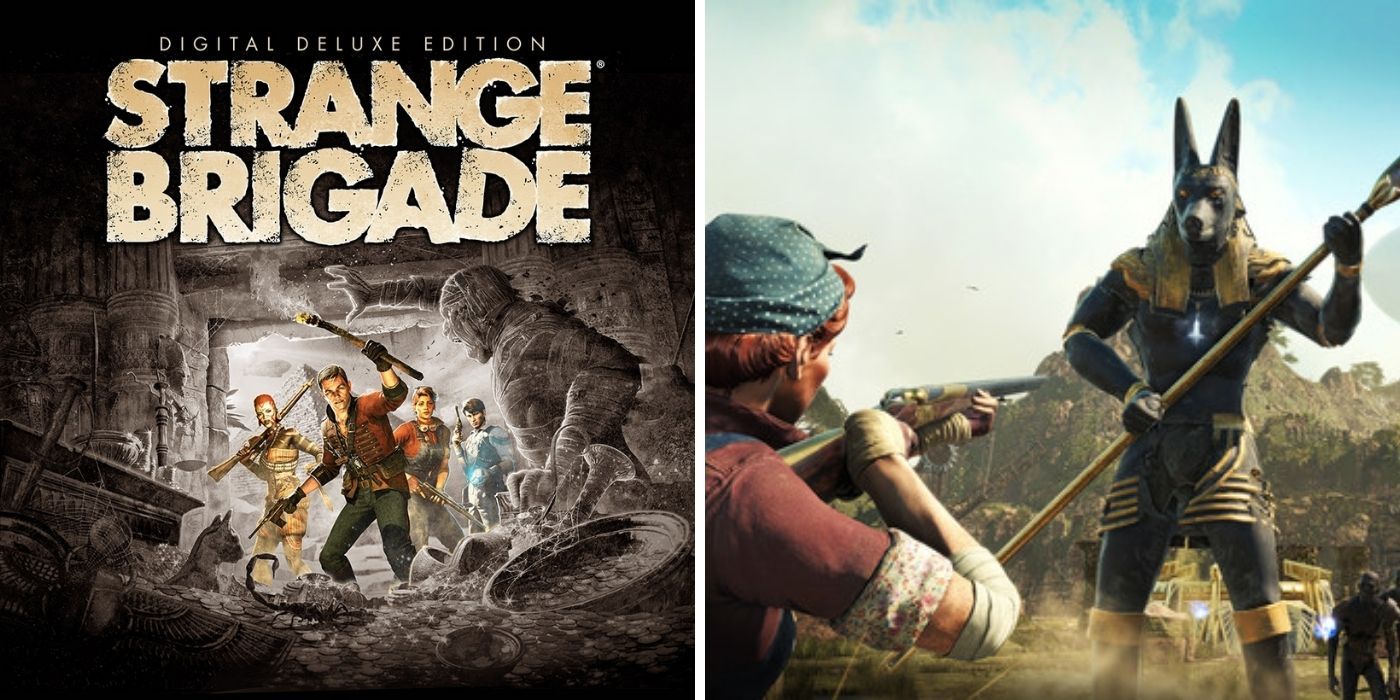 Strange Brigade Cover Art and Player Fighting Anubis