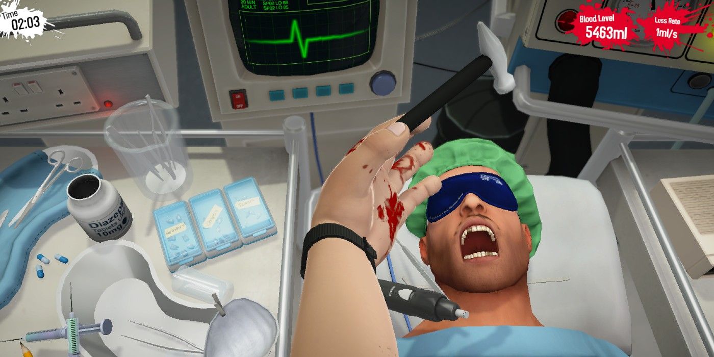 Surgeon Simulator game operating on patient with