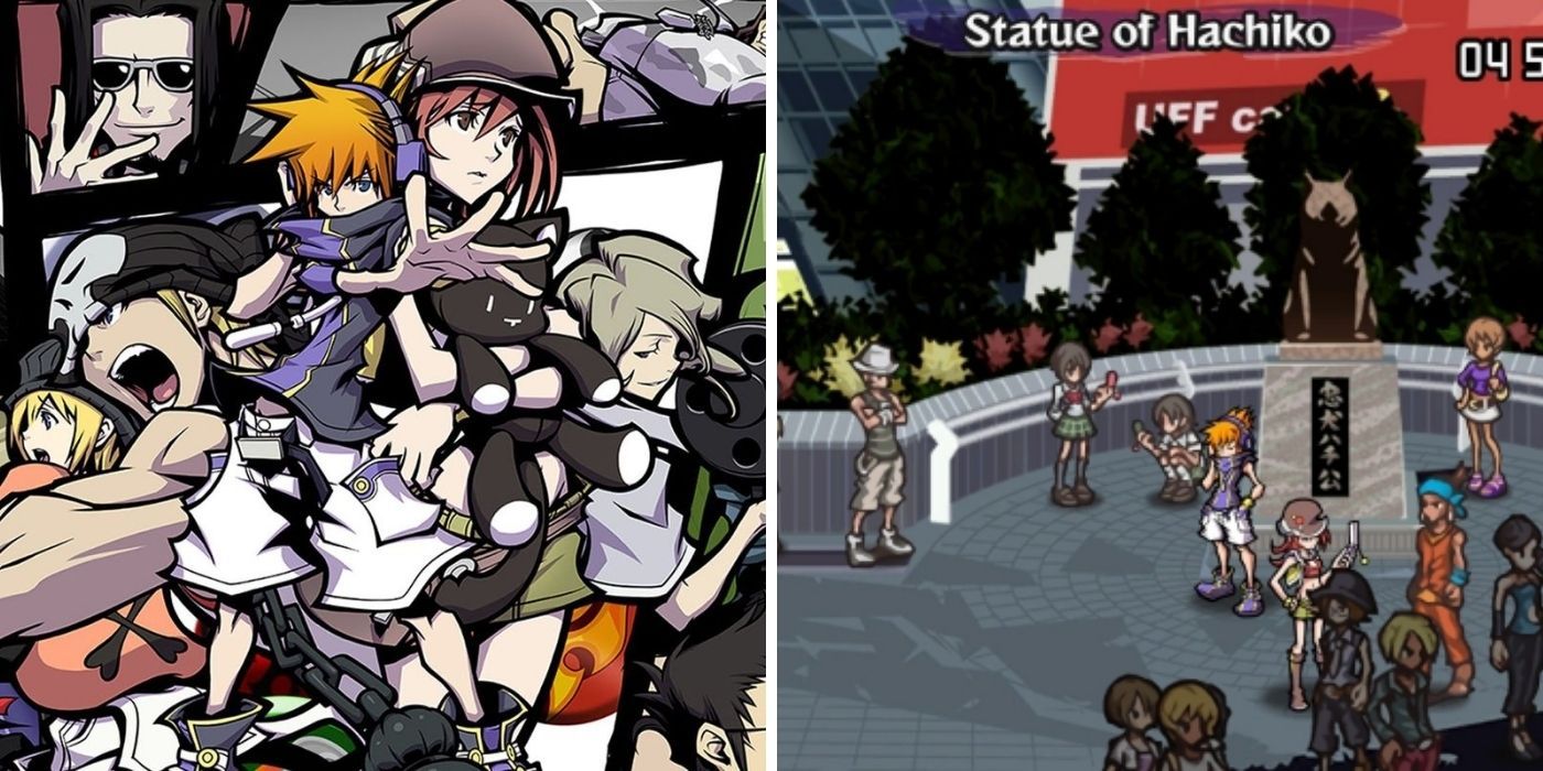 The World Ends With You Cover Art and Statue Of Hachiko