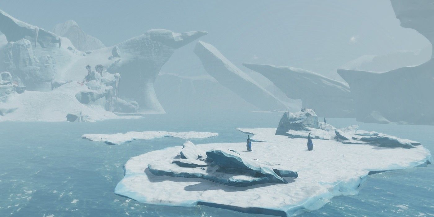 iceberg and arctic area with penglings