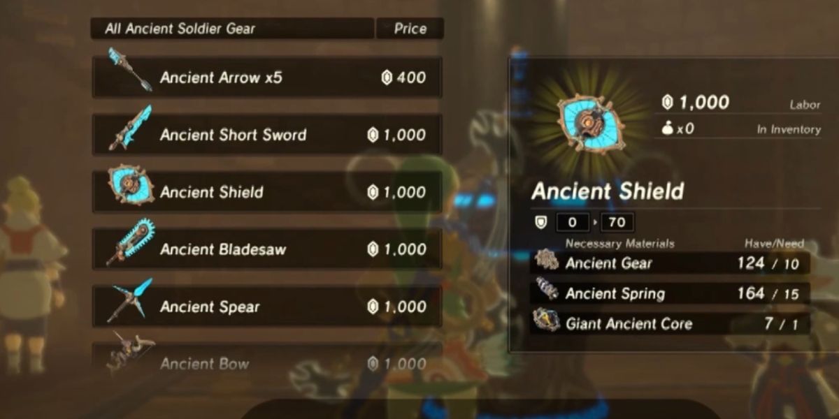 crafting ancient shield in botw