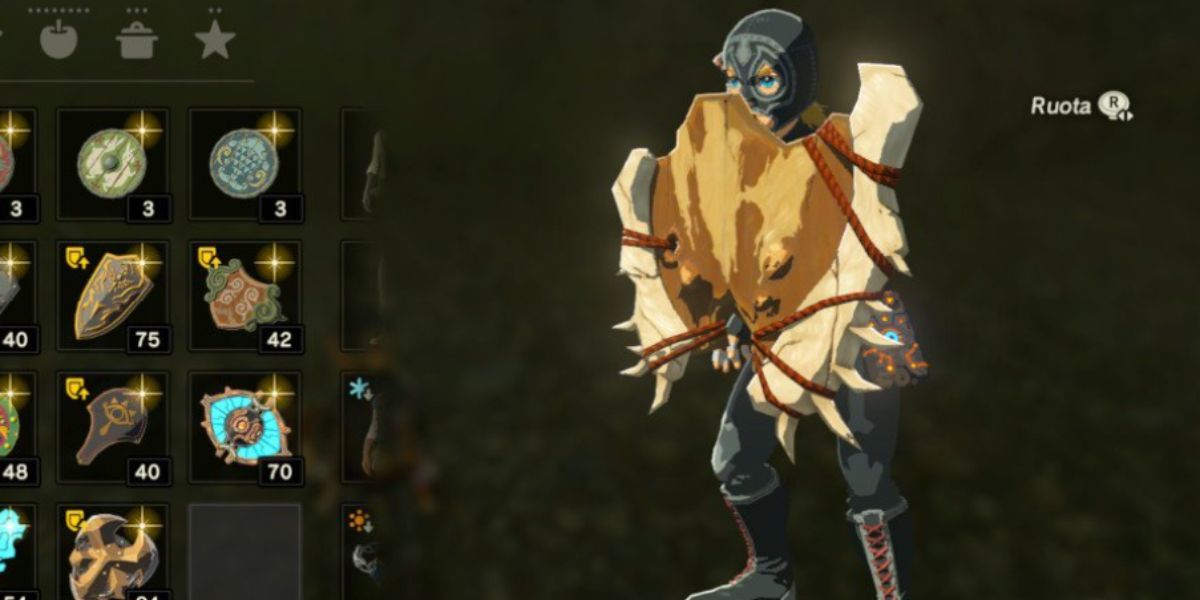 dragonbone boko shield in inventory, botw