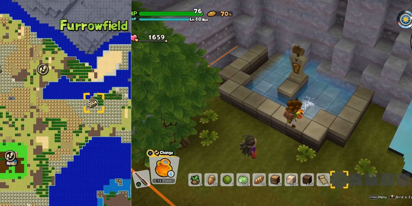 Furrowfield Puzzle beside the mountain in Dragon Quest Builders 2