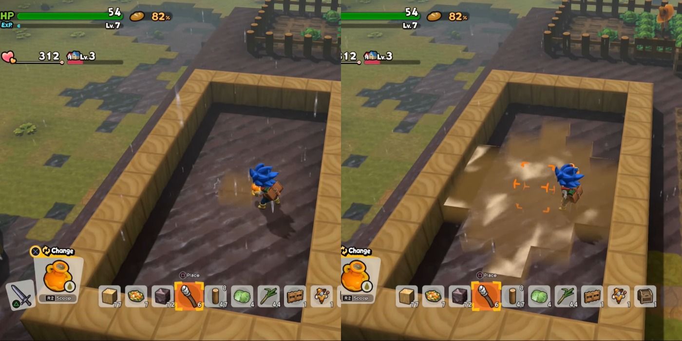 Cover the ground with water in Dragon Quest Builders 2
