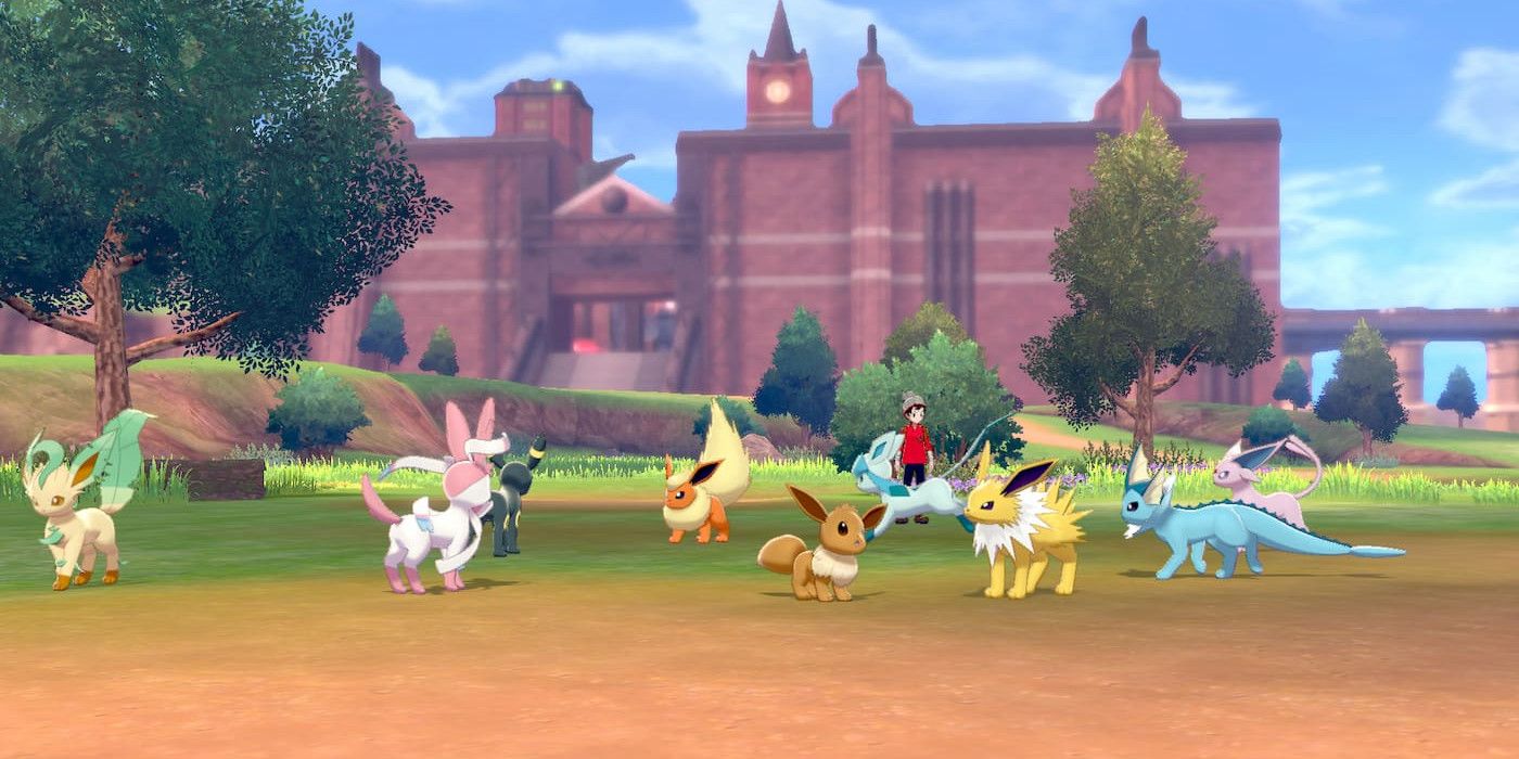 a camp in sword and shield with all the eevee evolutions