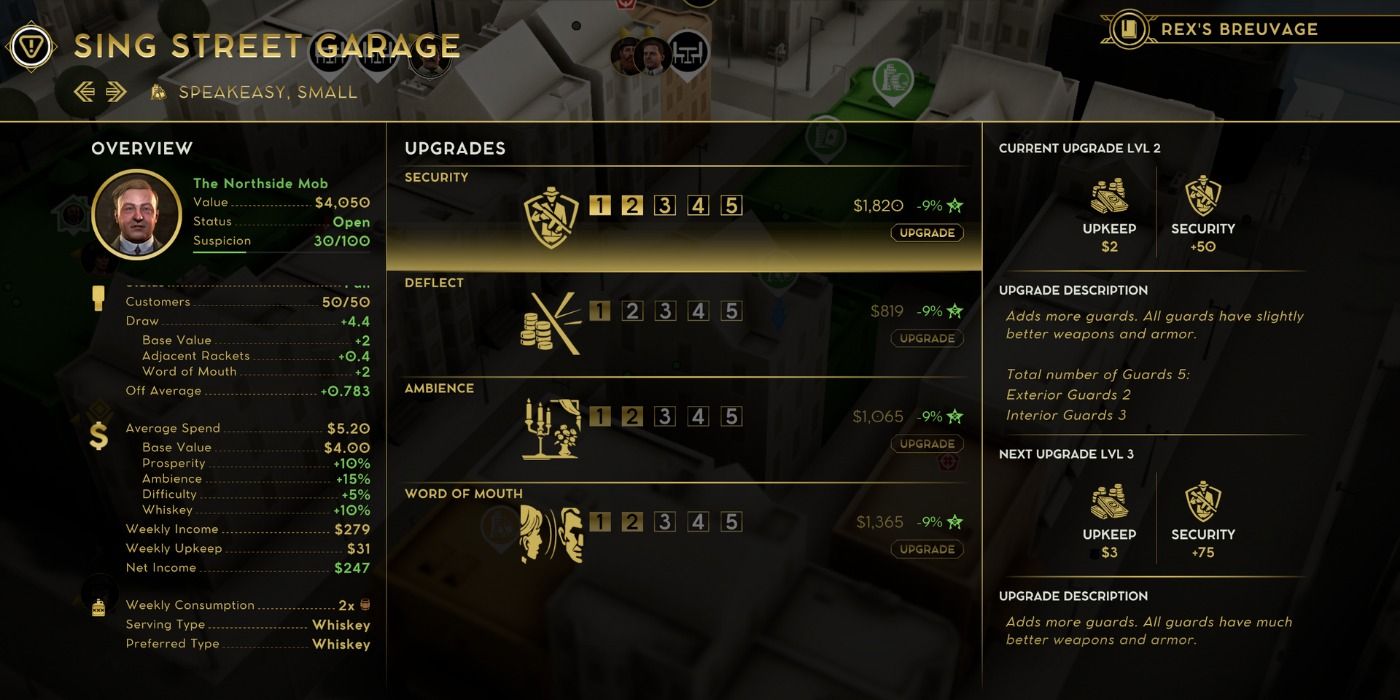 Speakeasy upgrades in Empire of Sin