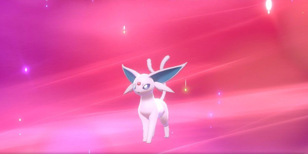 Espeon with pink background.