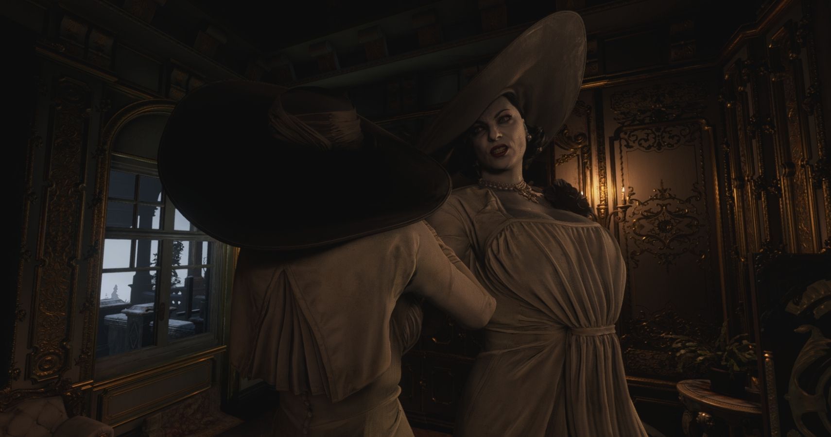 The ordinary Lady Dimitrescu has captured the modded, player controlled Lady Dimitrescu