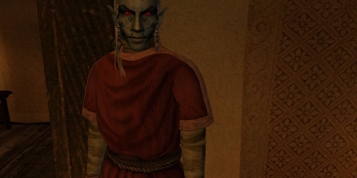 Morrowind Dark Elf Wearing A Robe