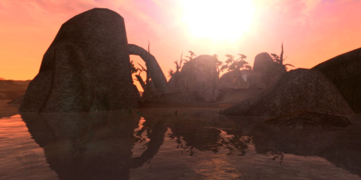 Morrowind Sun Shining Over A Lake