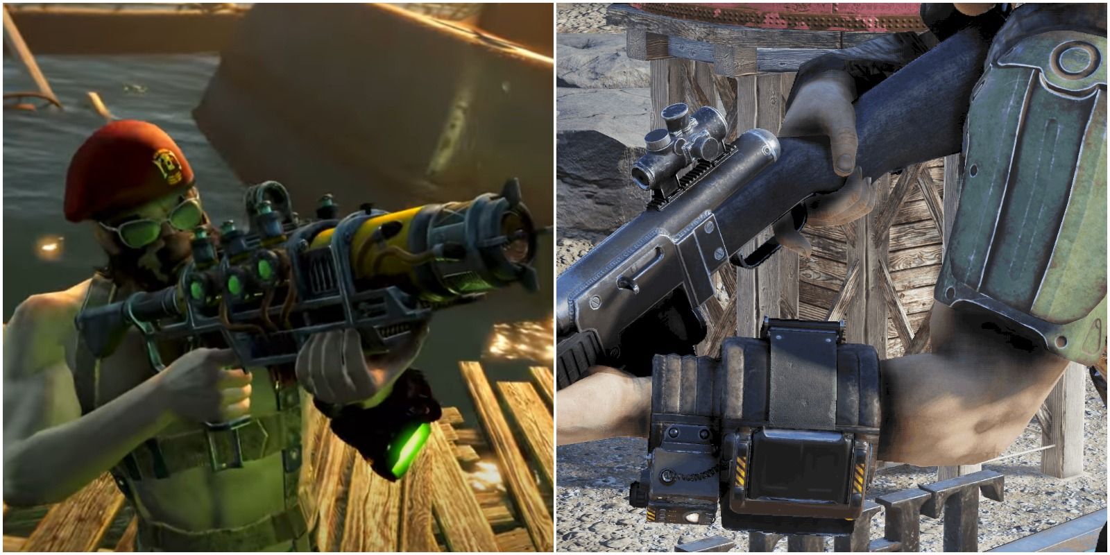 plasma rifle and sniper split image, fallout