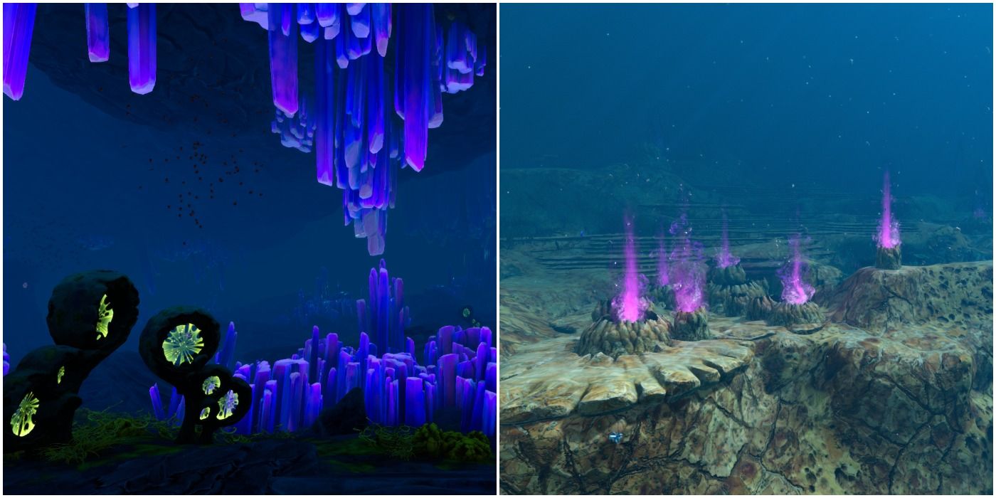 crystal caves and purple vents biome