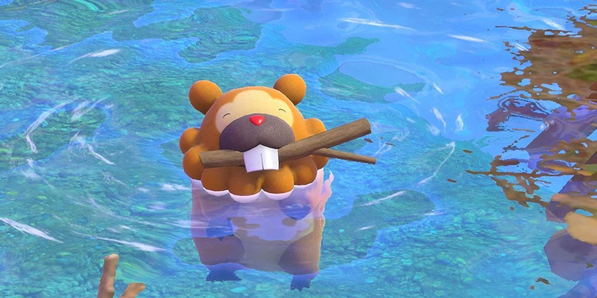 bidoof with a stick in new pokemon snap