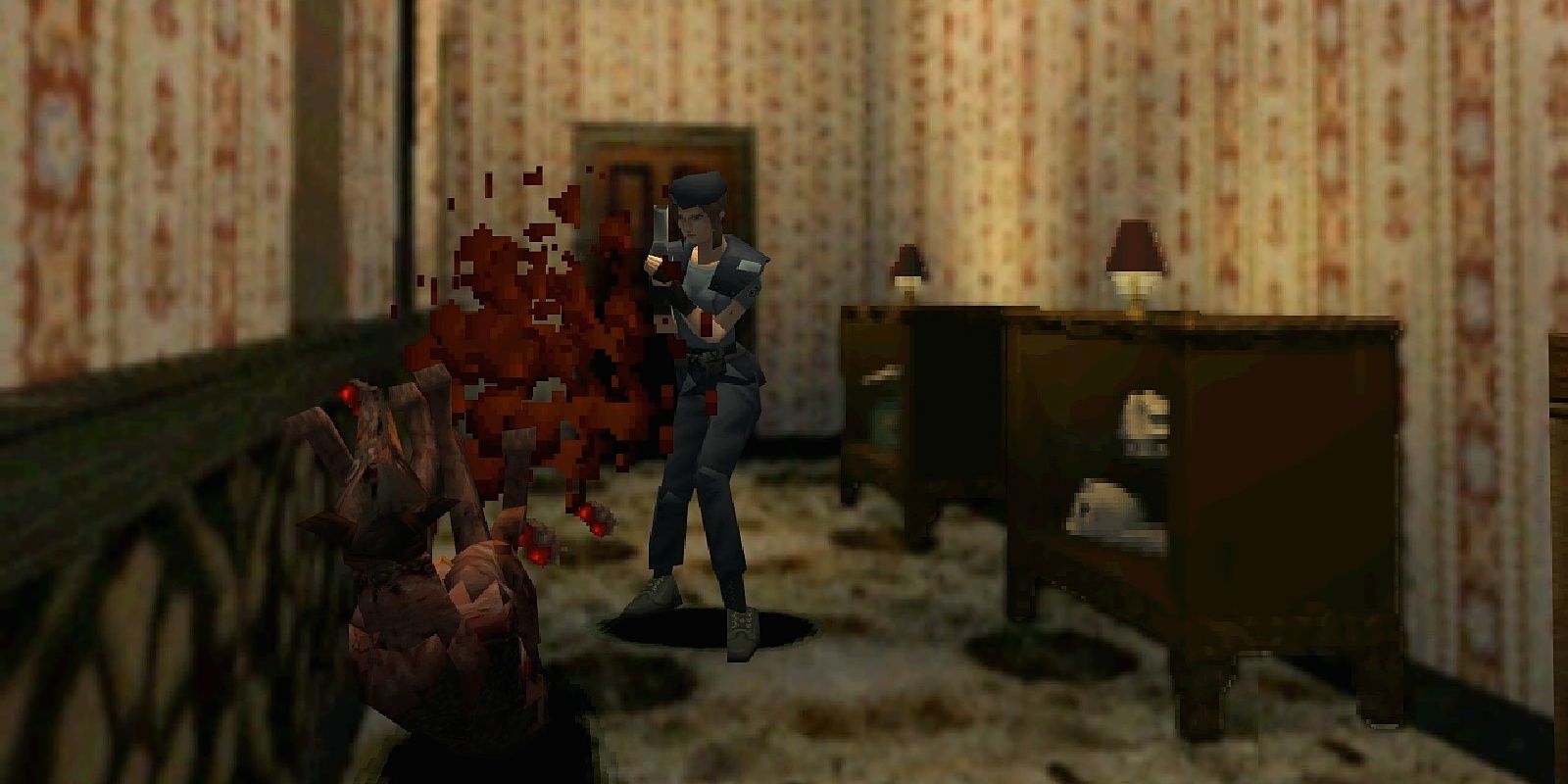 A screenshot showing Jill in Resident Evil (1996)