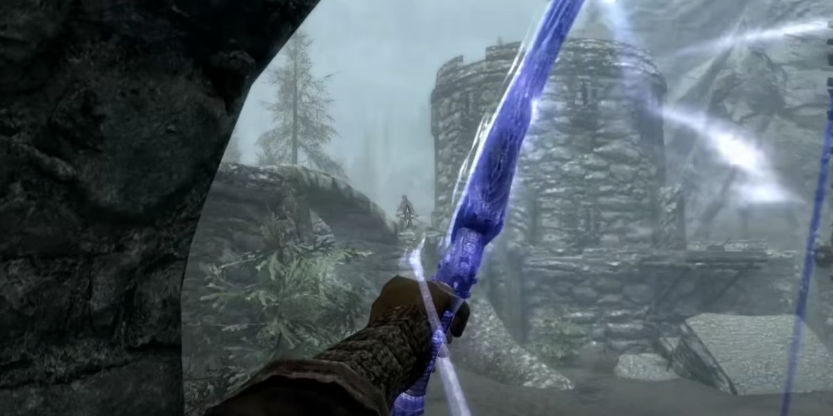 skyrim, shooting with a bow at a fort