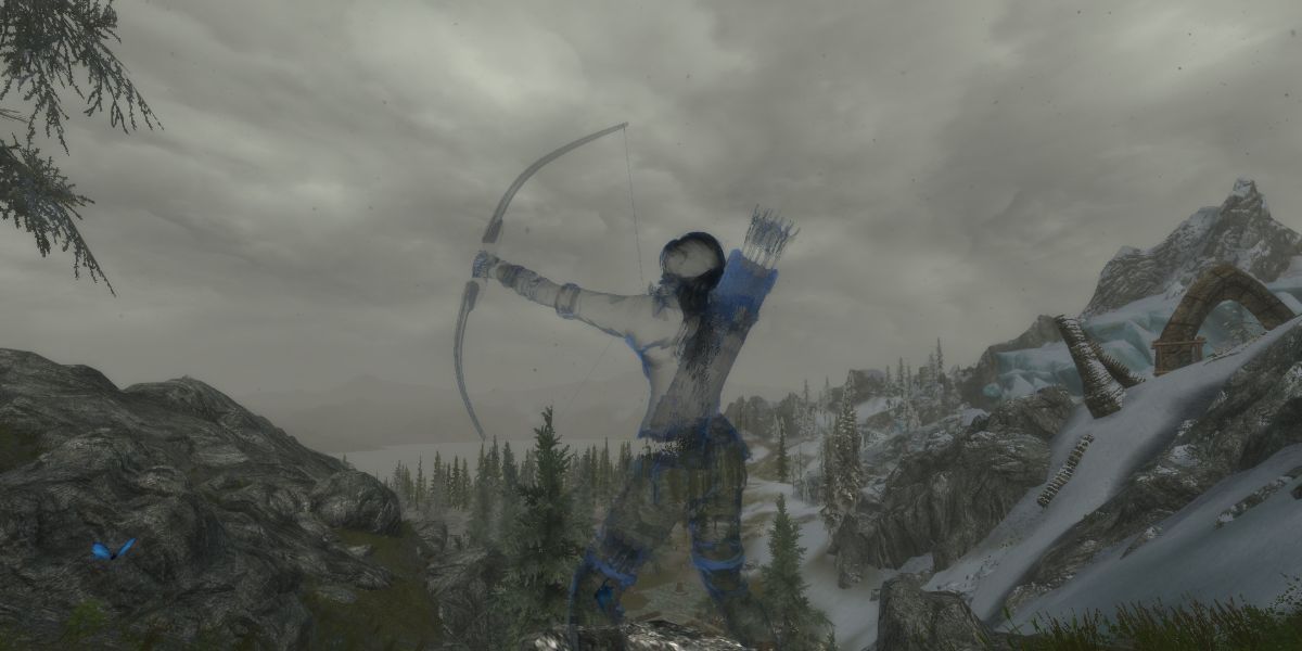 Skyrim Character Aiming A Bow While Invisible