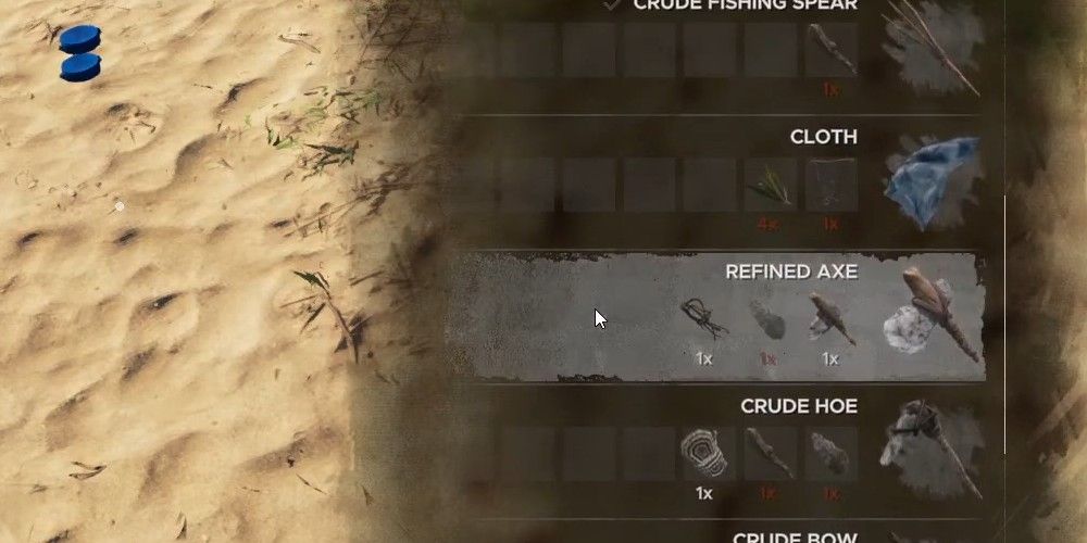 crafting menu and refined spear in stranded deep