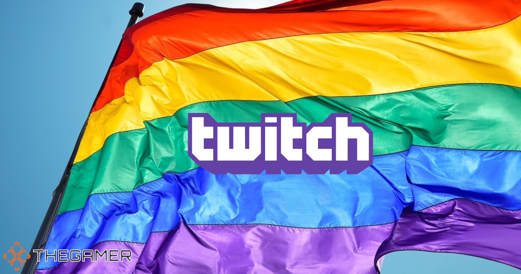 the pride flag in the air with the twitch logo on it
