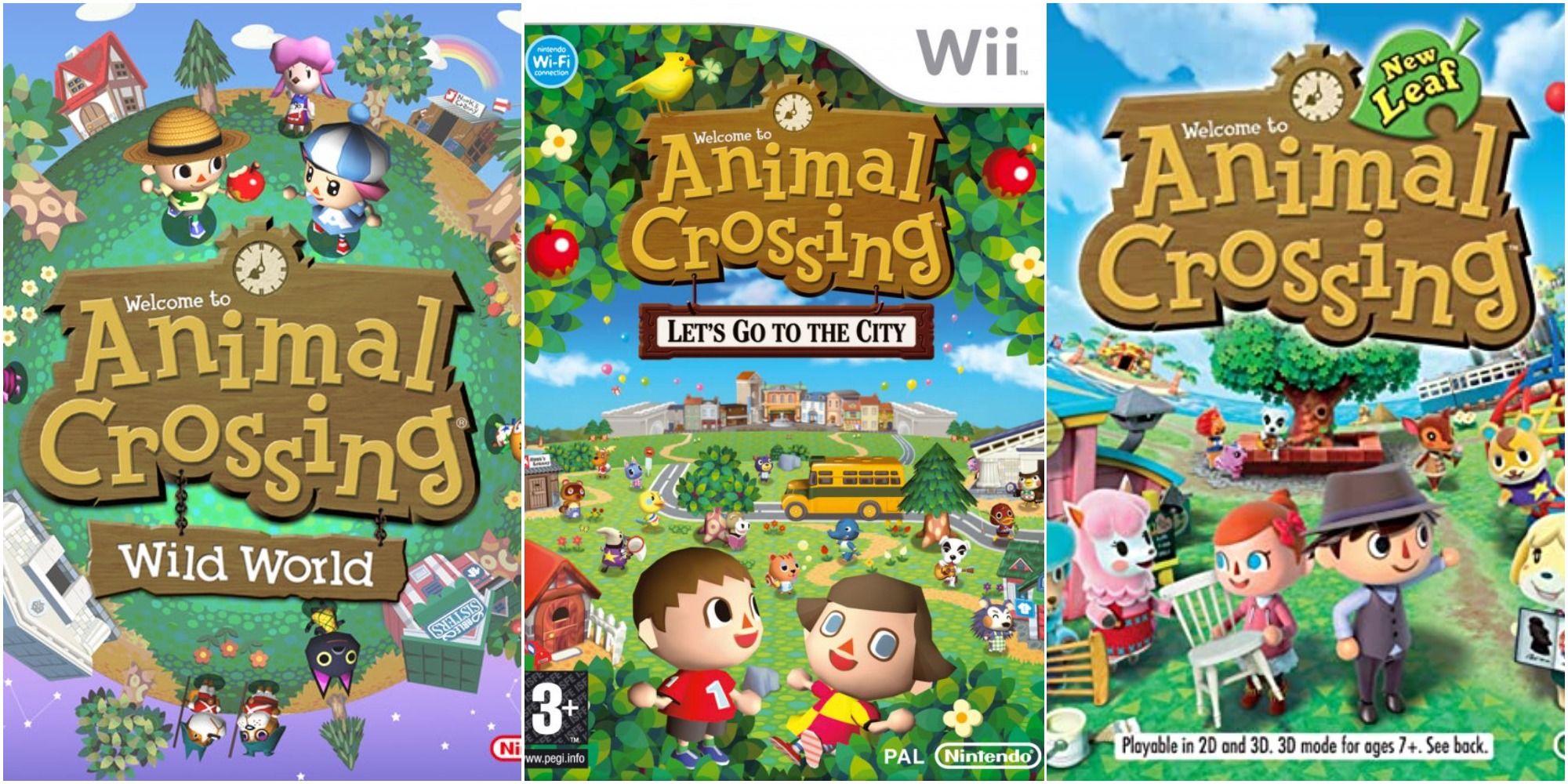 Animal Crossing Game Covers Wild World City Folk New Leaf