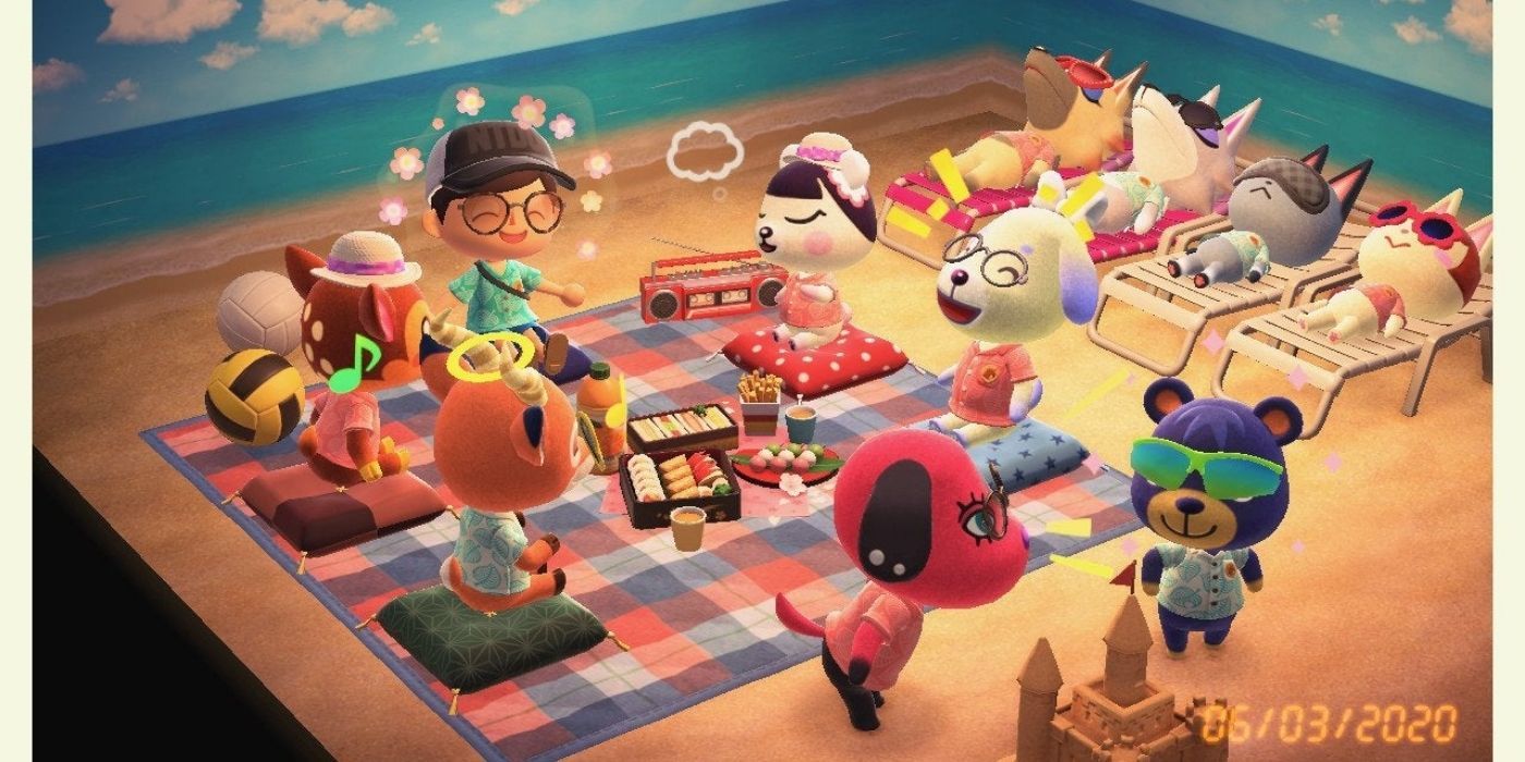 Animal Crossing New Horizons - Player character with Villager NPCs inside Phototopia