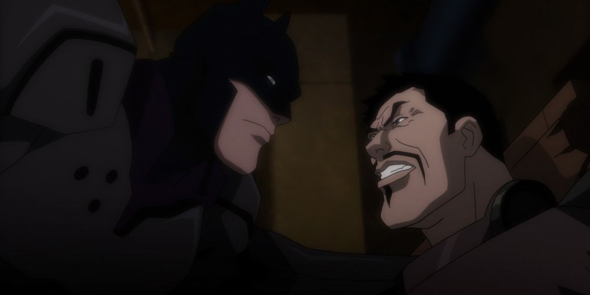 Batman interrogating Deadshot in Batman: Assault on Arkham