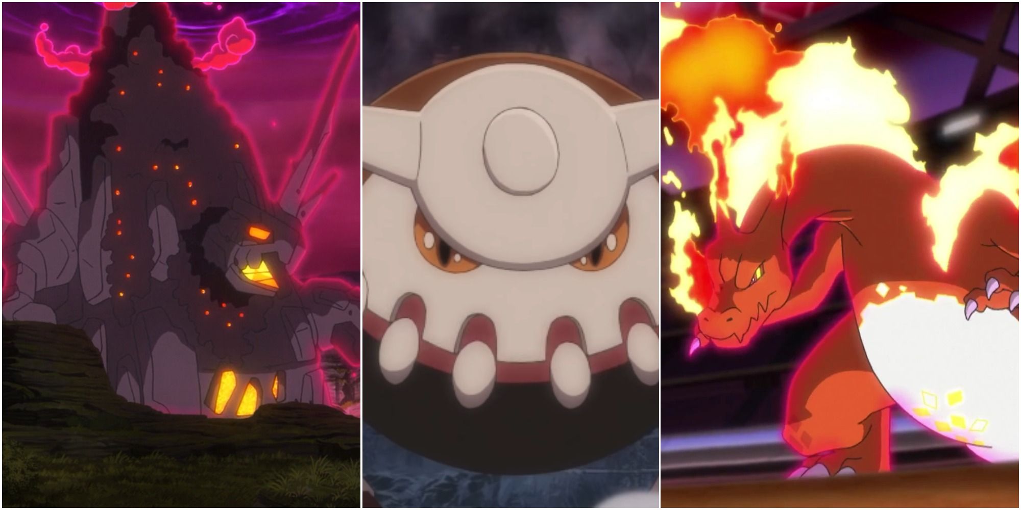 Three of the greatest Fire-type Pokemon of all time, Coalossal, Heatran, and Charizard