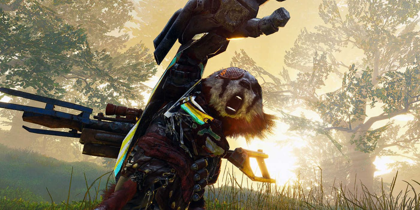 Biomutant - Ronin Holding Up His Klonk Fist And Yelling