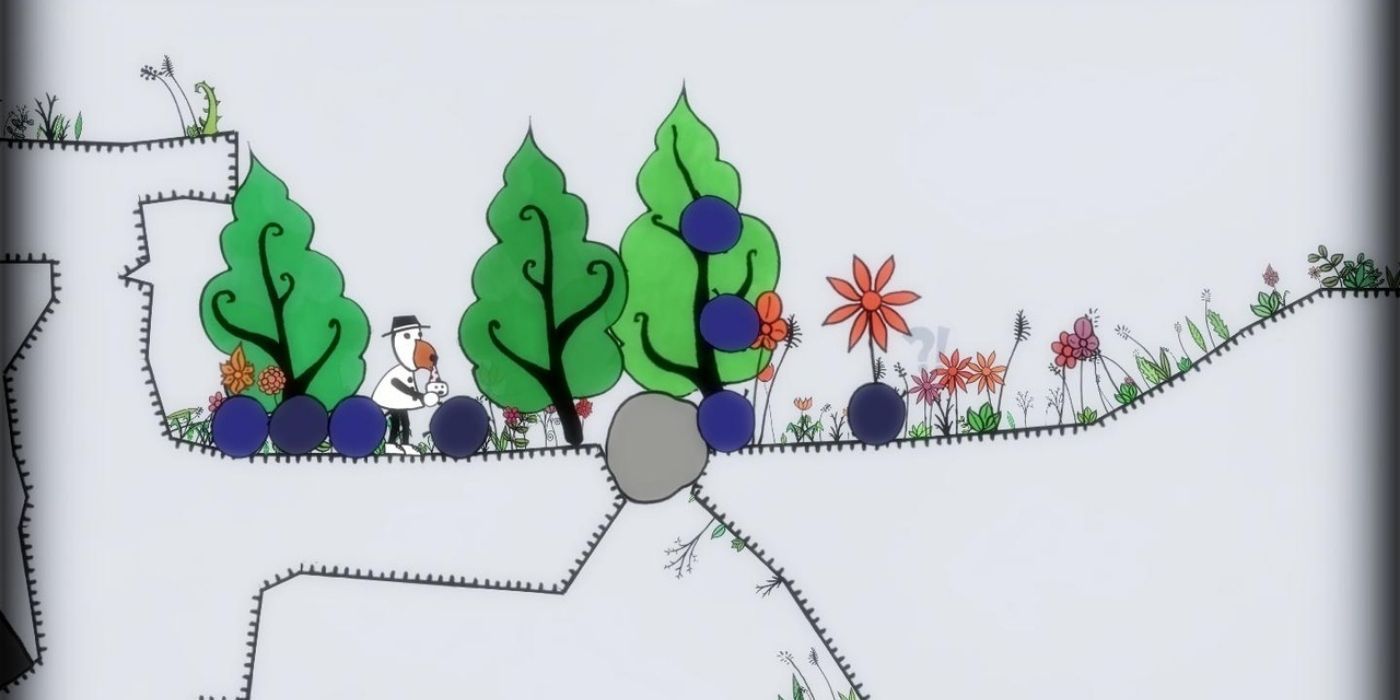 Blueberry Garden - Gameplay screenshot of 2D character rolling blueberries