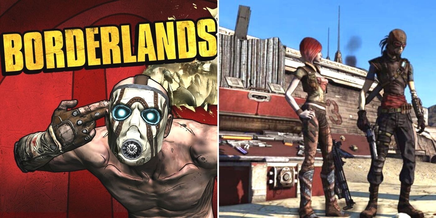 Borderlands: Cover art - Lilith and Mordecai next to their weapons