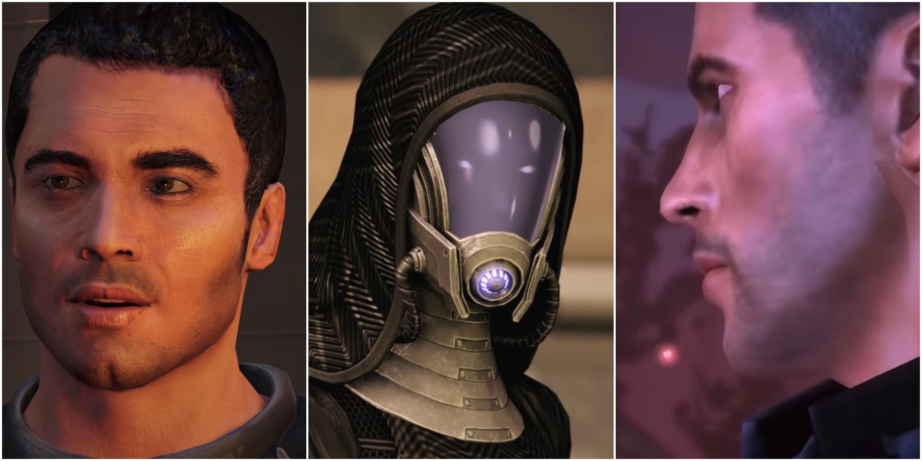 split image of mass effect characters