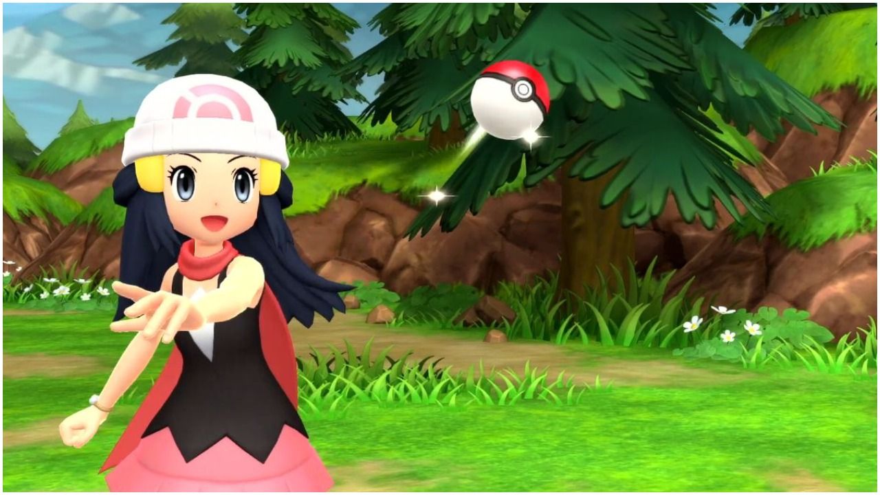 dawn throwing a pokeball in the brilliant diamond and shining pearl trailer
