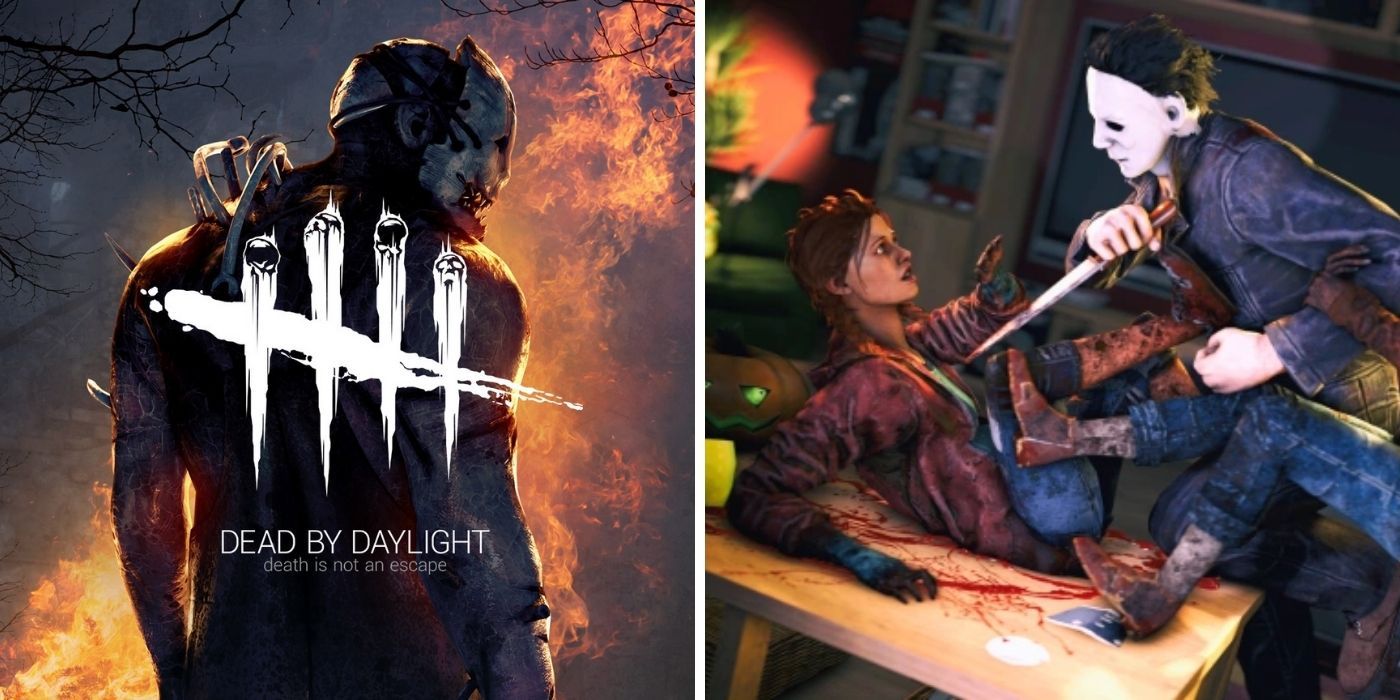 Dead By Daylight Cover Image and Michael Myers attacking a survivior