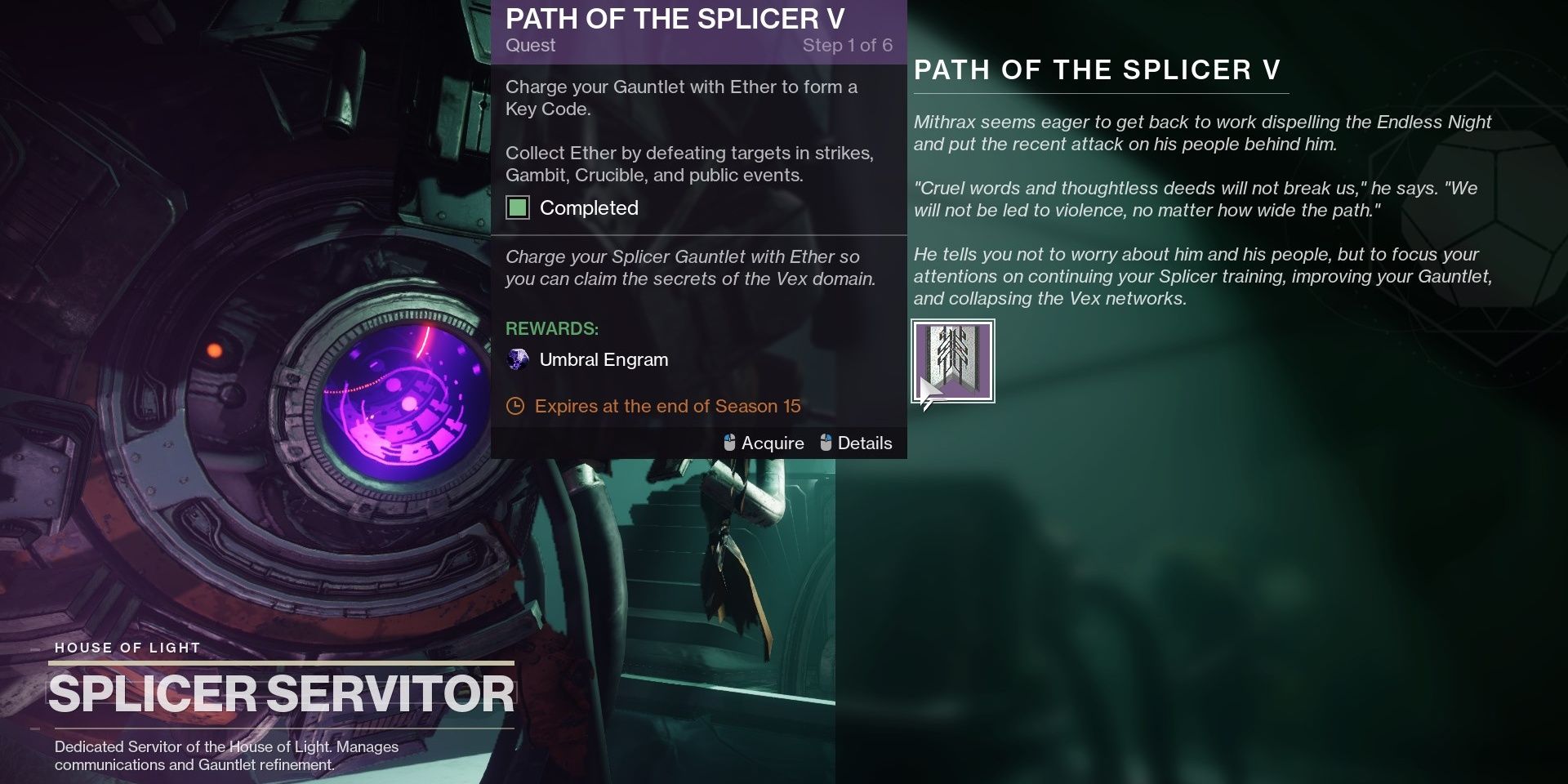 Destiny 2 Path of the Splicer V