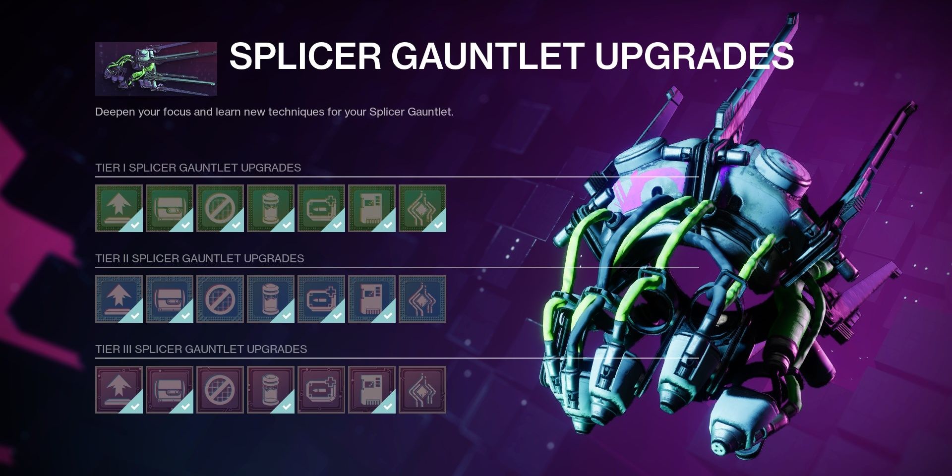 Destiny 2 Splicer Gauntlet Upgrades