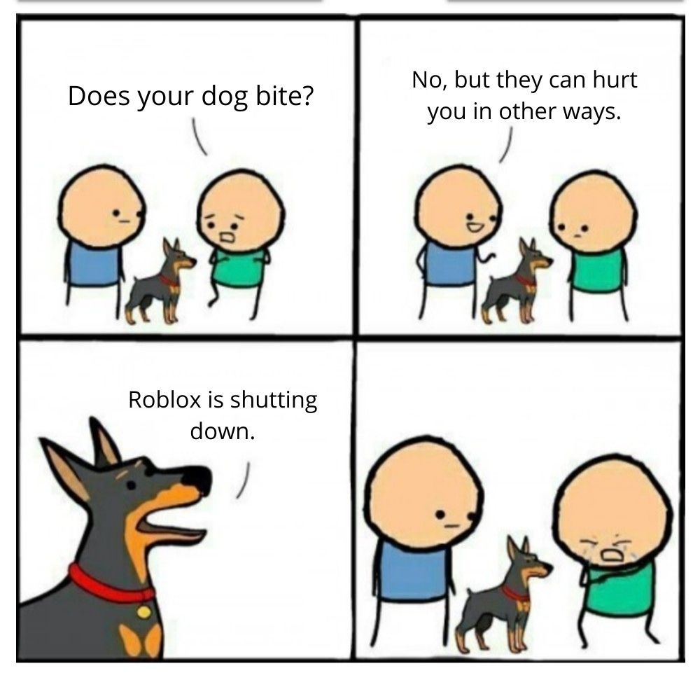 Does your dog bite Meme about Roblox Shutting Down
