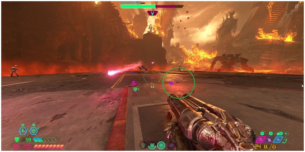 Doom Eternal The Dark Lord Launching A Mine At The Slayer