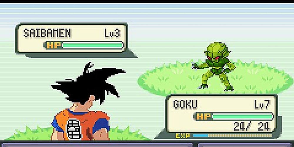 Goku battles Saibaman in Pokemon.