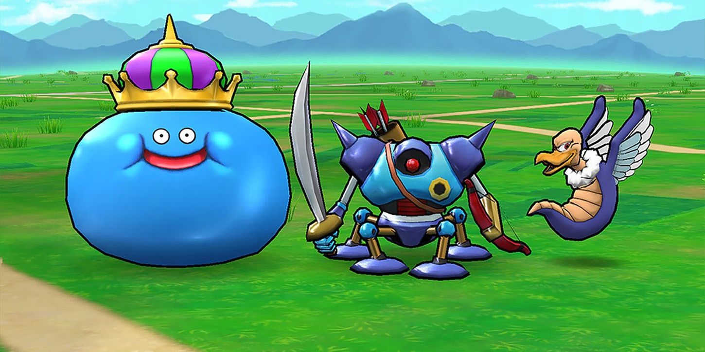 A few of the creatures and characters in Dragon Quest Walk