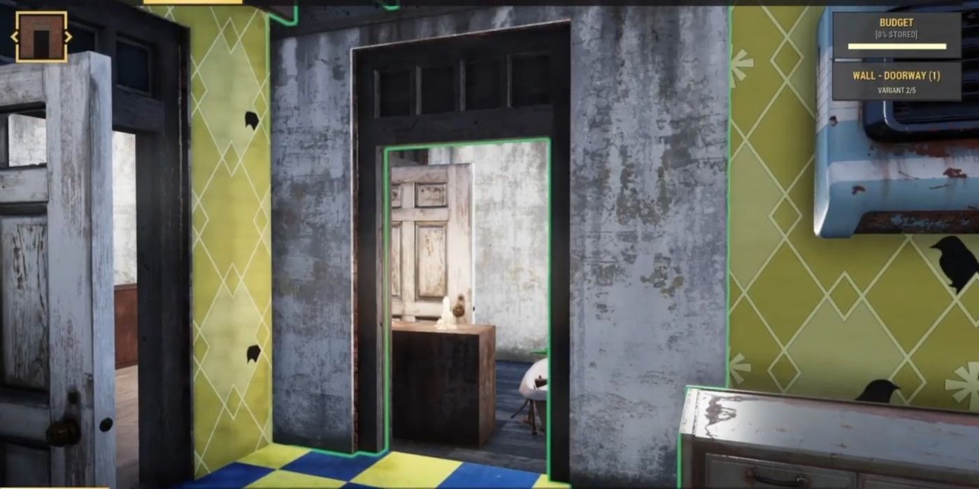 Fallout 76 CAMP - Doorway wall on both sides placed in a house