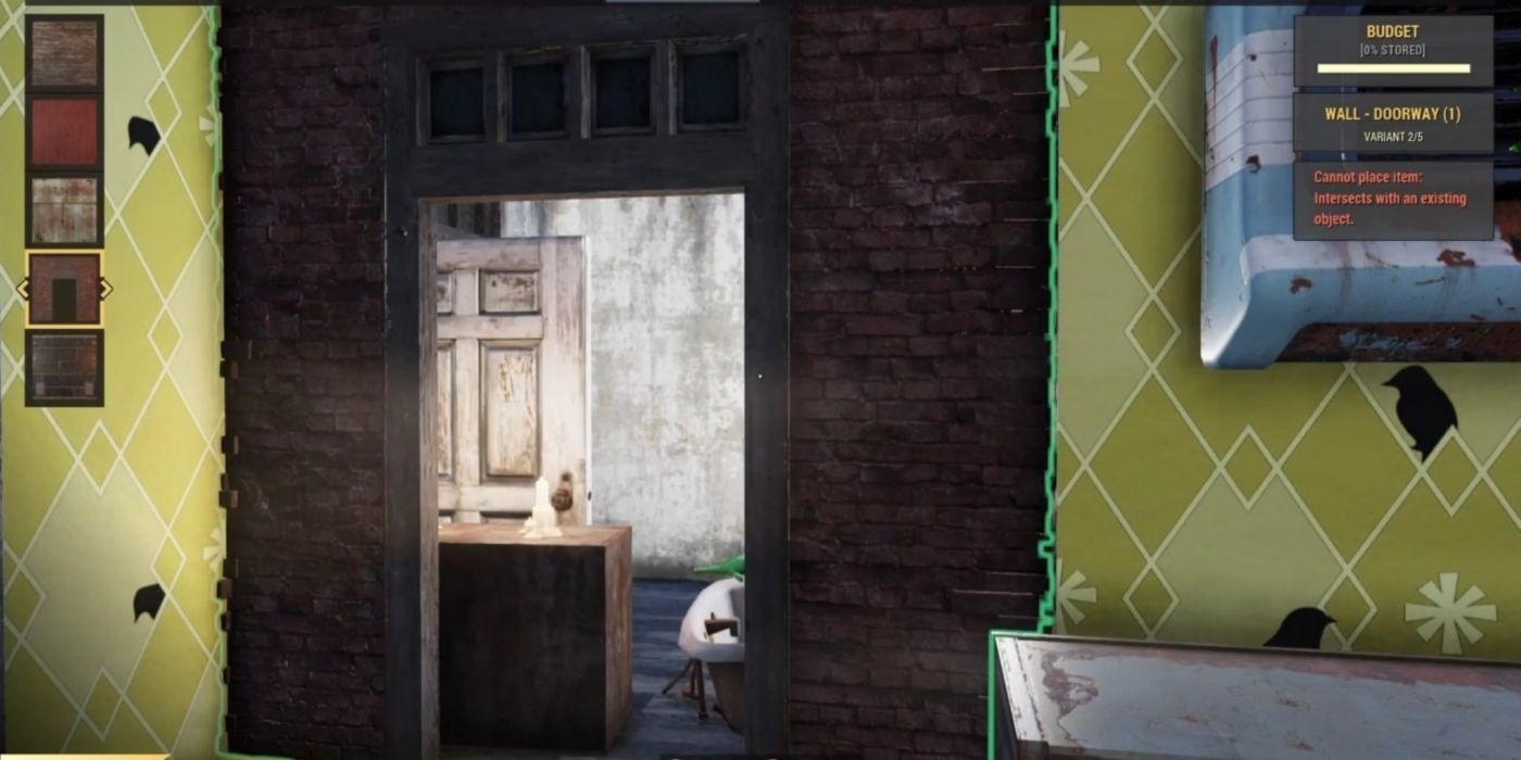 Fallout 76 CAMP - Doorway wall placed in a house