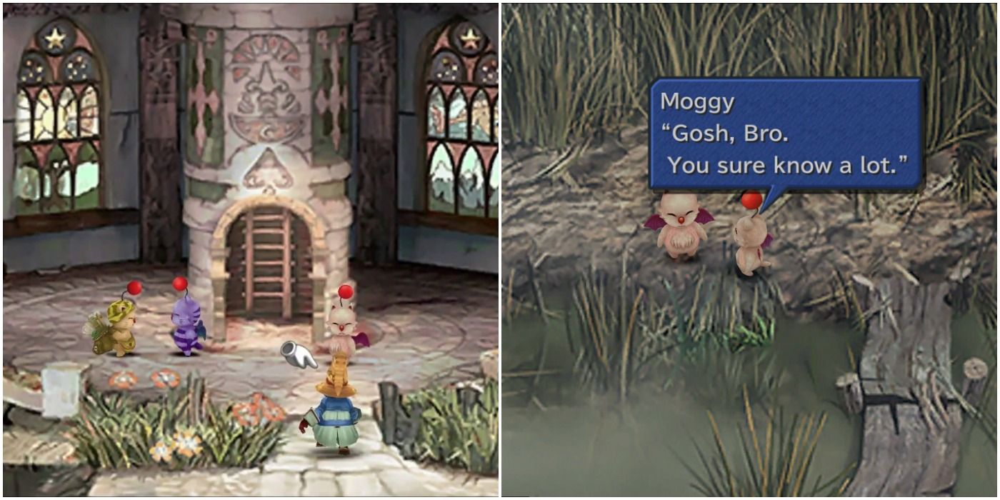 Final Fantasy 9 Moogles split image alexandrian steeple and qu marsh